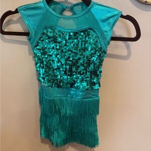 Weissman Turquoise Sequin Fringe Dance Costume